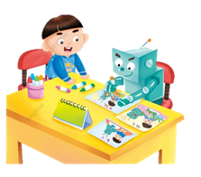 Мультяшный рисованной робот и дети рисуют вместе, мультфильм, иллюстрация, ребенок PNG и PSD-файл пнг для бесплатной загрузки